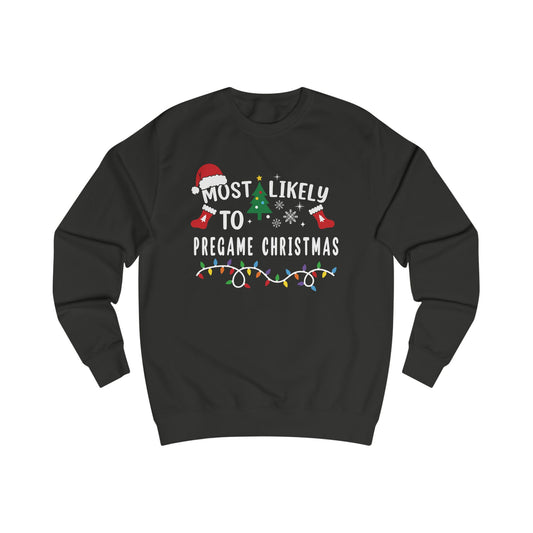 Christmas Icons Sweatshirt — Santa Hat, Tree & Holiday Lights Crewneck